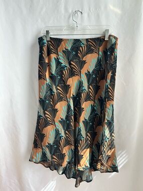Worthington Vintage Art Deco Floral Silk Midi Skirt